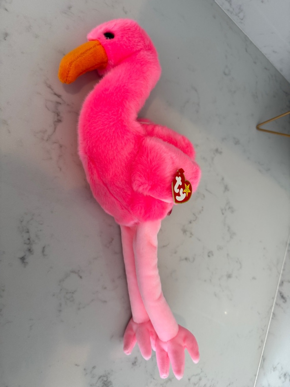 Ty “Pinky the BEANIE BABY” Pink Flamingo Plush with Orange Beak. 1998. 17” NWT